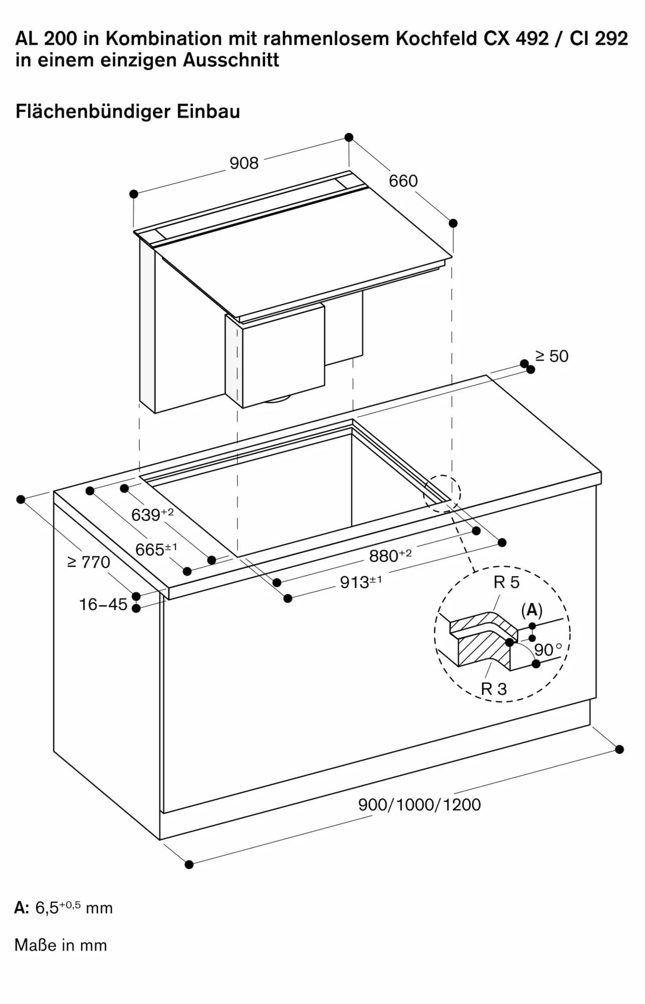 Serie 200 Tischlüftung 90 cm flächenbündiger Einbau - Thumbnail 8