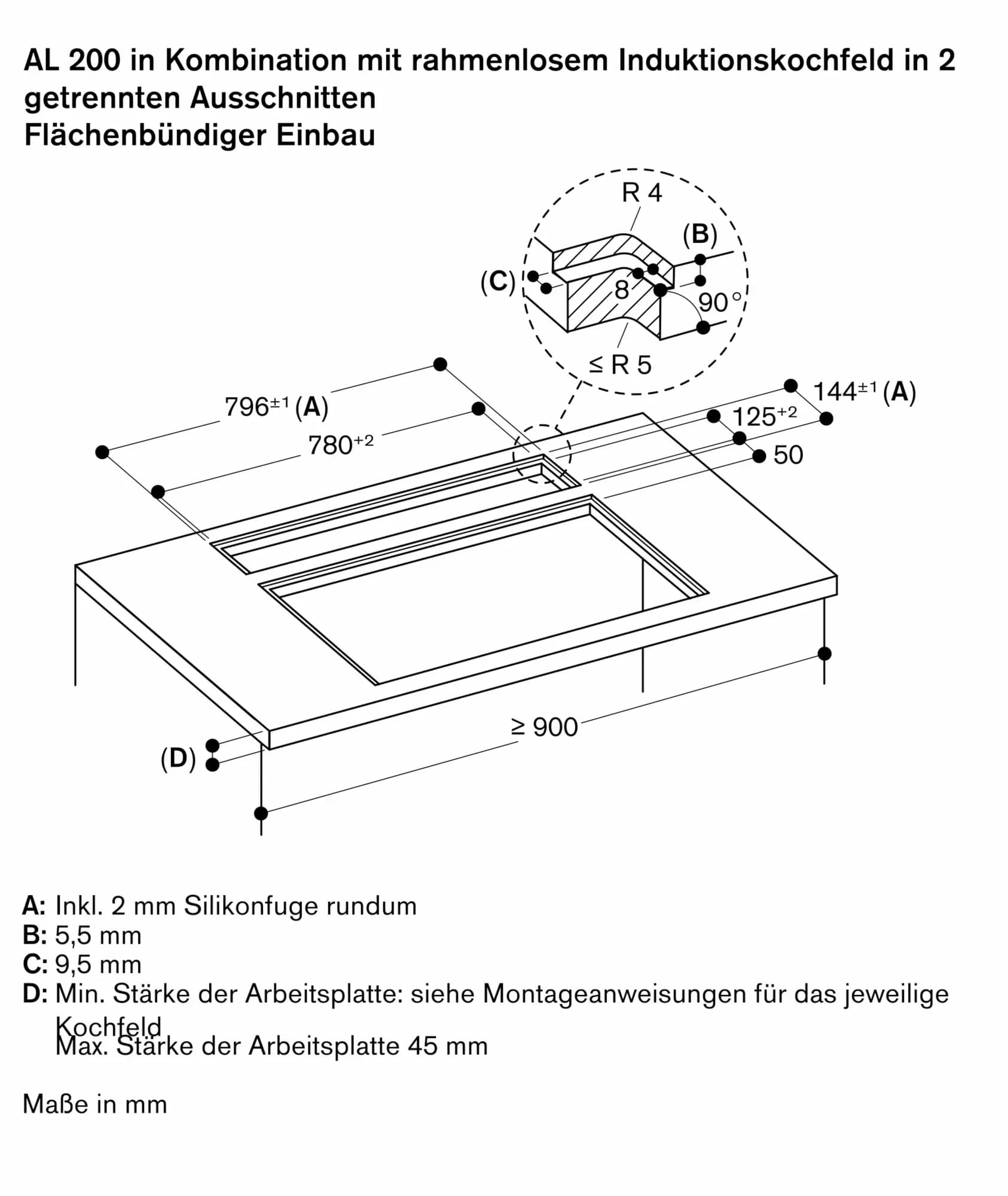Serie 200 Tischlüftung 80 cm flächenbündiger Einbau - Thumbnail 14