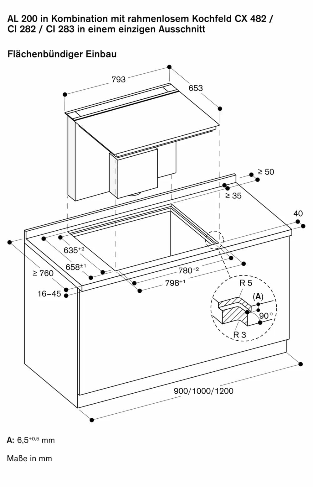 Serie 200 Tischlüftung 80 cm flächenbündiger Einbau - Thumbnail 20