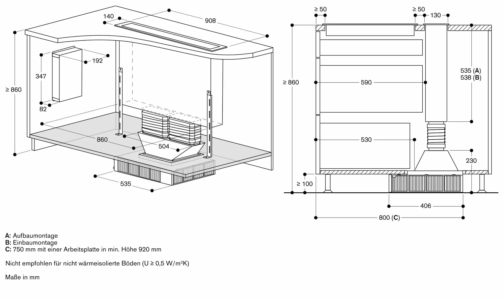 Serie 400 Tischlüftung 90 cm Edelstahl - Thumbnail 7