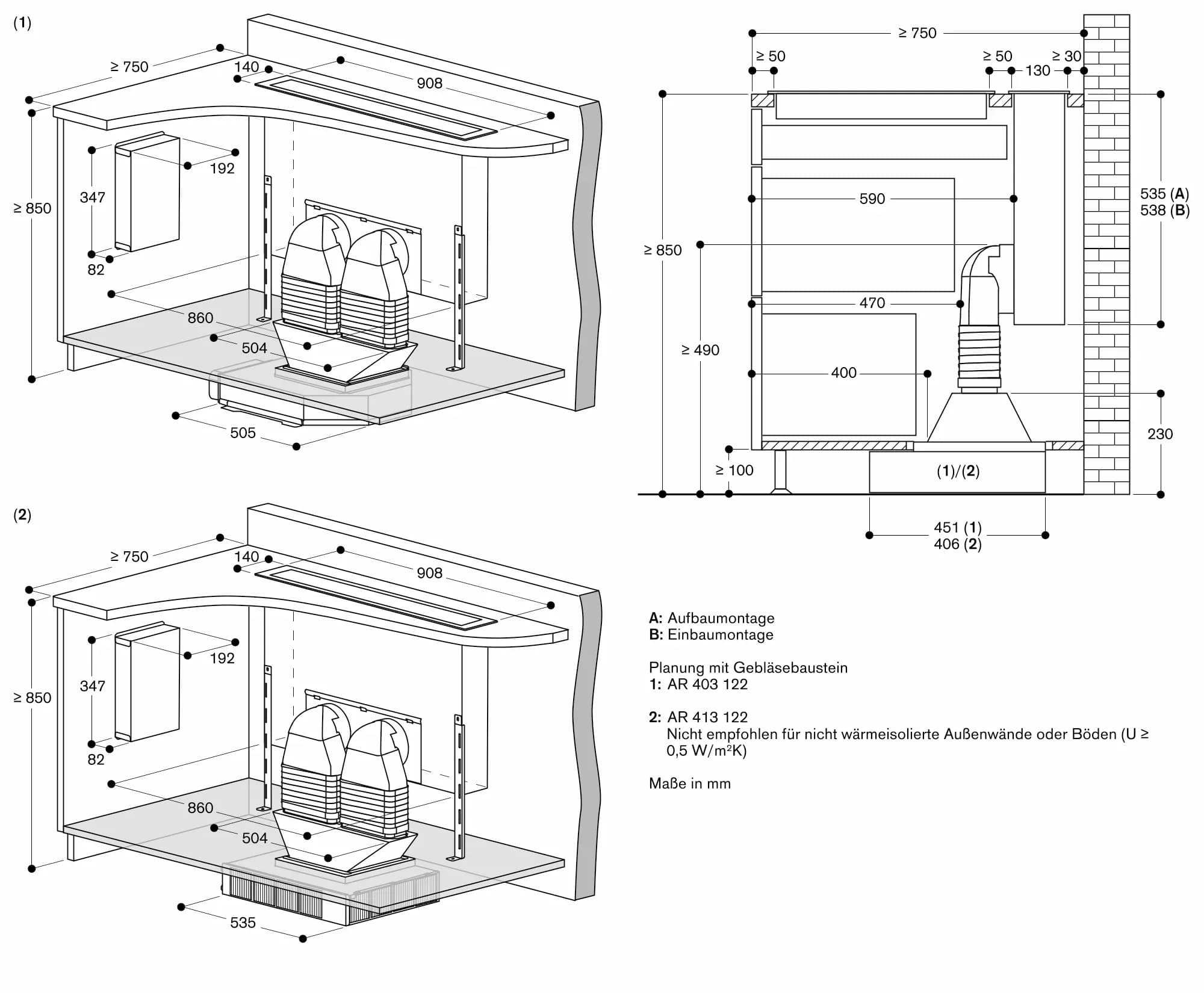 Serie 400 Tischlüftung 90 cm Edelstahl - Thumbnail 8
