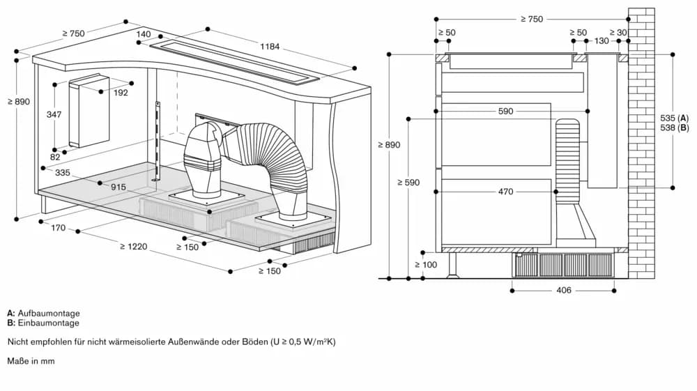 Serie 400 Tischlüftung 120 cm Edelstahl - Thumbnail 17